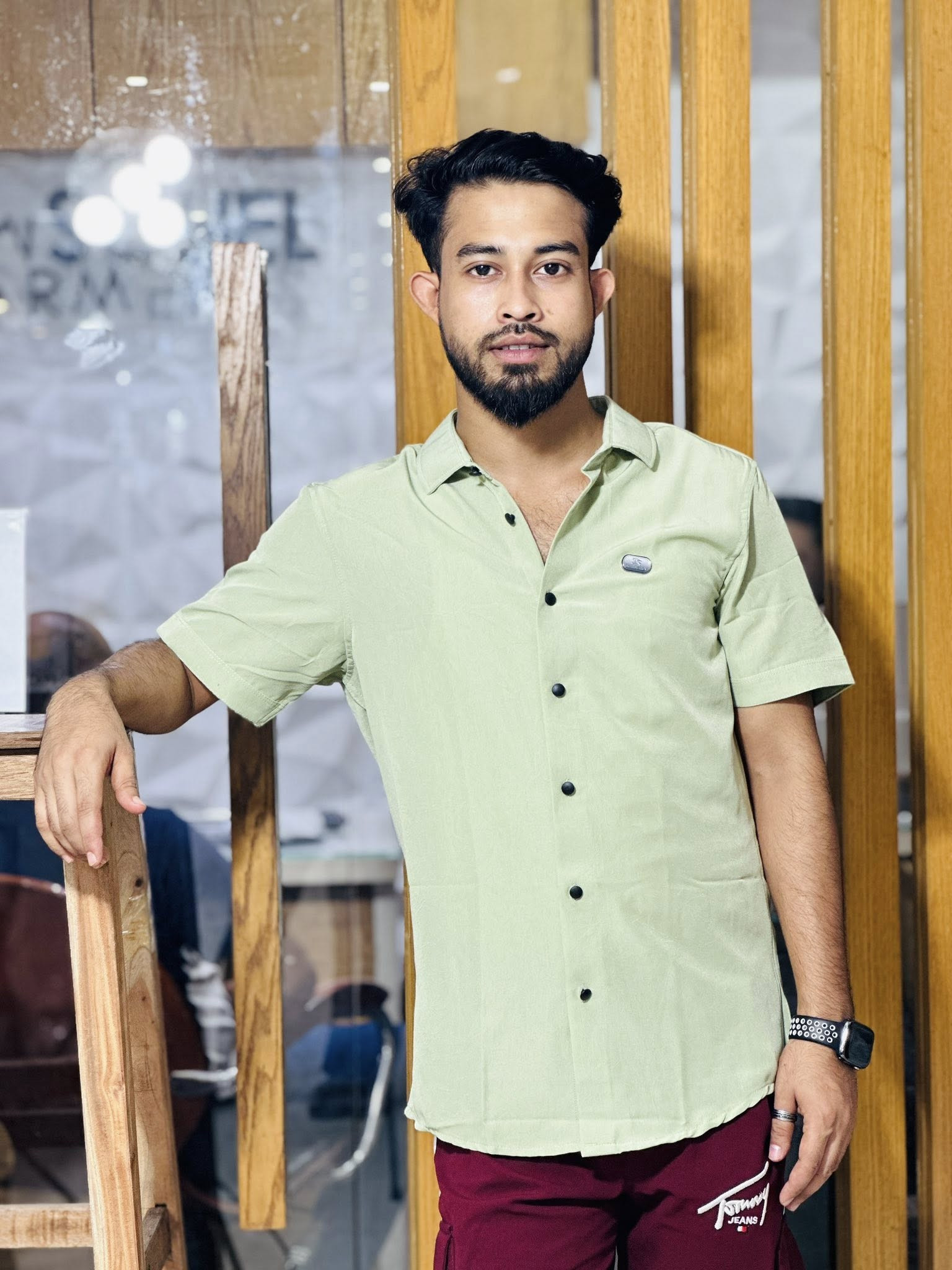 China Stitching Hap Sleeve Shirt