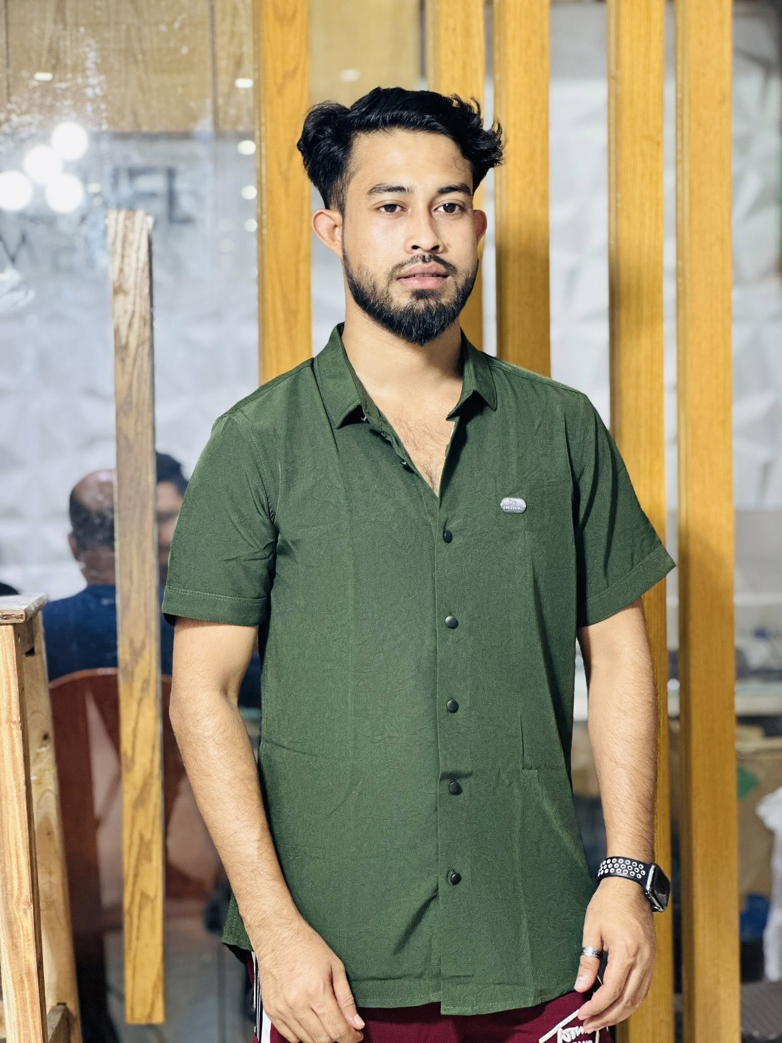 China Stitching Hap Sleeve Shirt